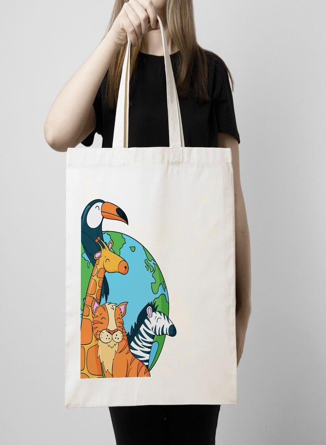 ARTBUG Tote Bag for Women with zip, Aesthetic Canvas tote bag for college girls, office, stylish and reusable - Animals - D No - 200 - Image 3